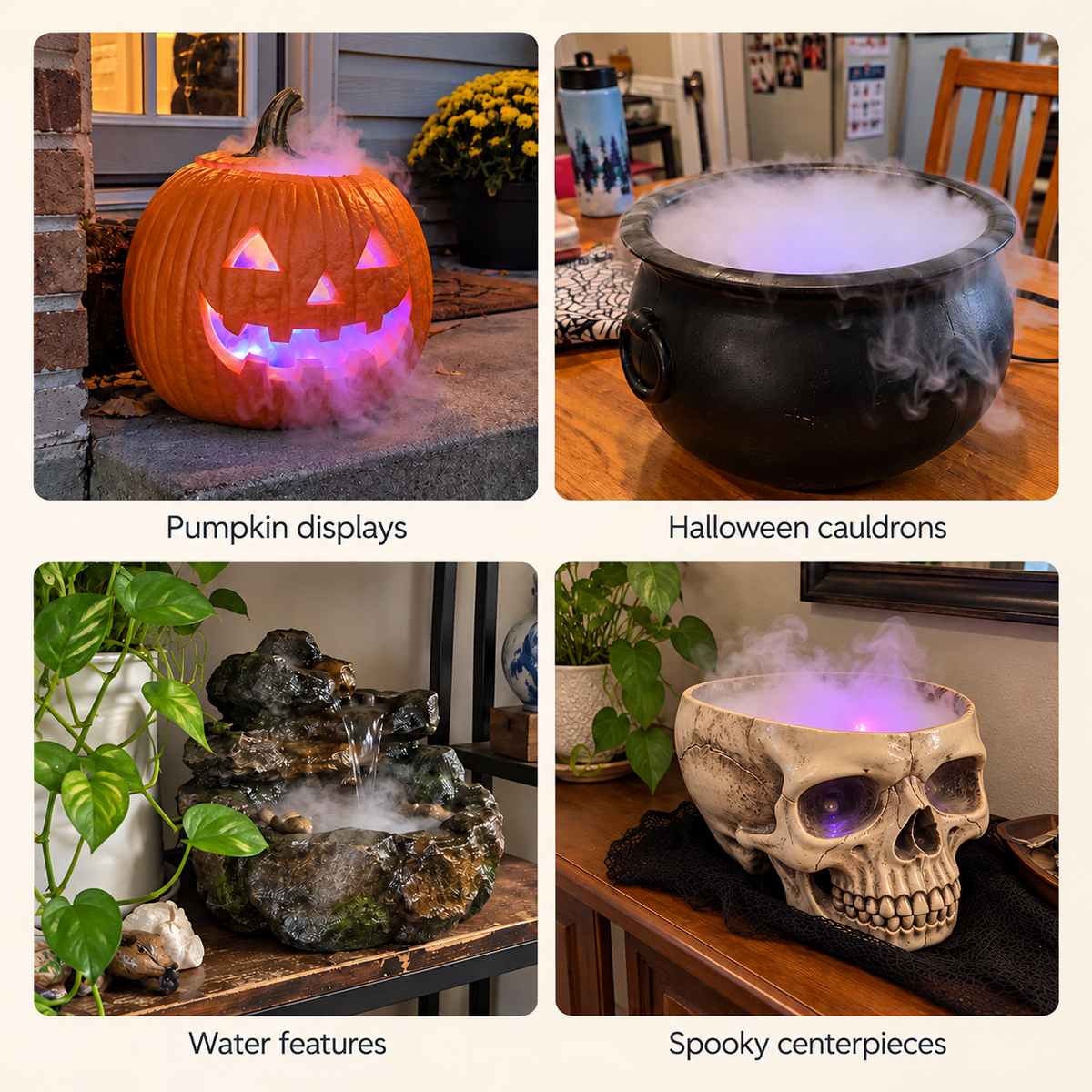 Halloween Lights Mist Maker,Halloween Machine Ultrasonic Mist Water Pond 12 LED Red Yellow and Blue Light Flashes for Halloween Party Decorations and Rockery Fishtank Vase Birdbath Deco